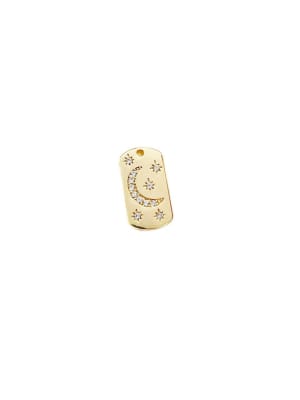 COLGANTE B/ORO RECTANGULO LUNA Y ESTRELLAS ZIRCON 19X10MM