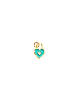 COLGANTE B/ORO MINI CORAZON CANDADO TURQUESA 13X9MM