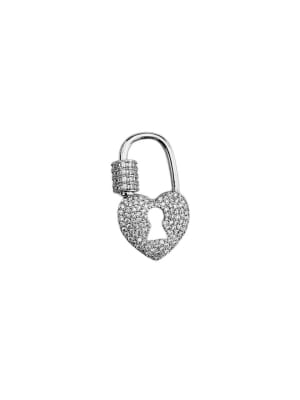 BROCHE TORNILLO CORAZON CERRADURA BAÑO PLATINO CON ZIRCONES 29X16MM