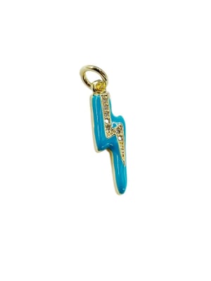 COLGANTE B/ORO RAYITO ESMALTADO C/ZIRCON TURQUESA 19X5MM