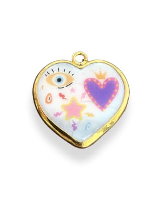 COLGANTE MURANO CORAZON ENGASTADO DIBUJOS 33MM