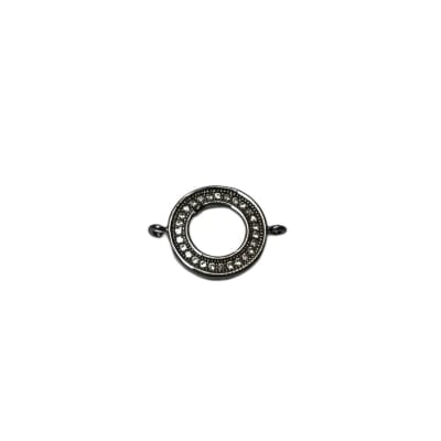 CONECTOR GUNMETAL CIRCULO HUECO CON ZIRCONES 14X19MM