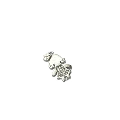CONECTOR BAÑO DE PLATINO NIÑA CON ZIRCONES 19X10MM