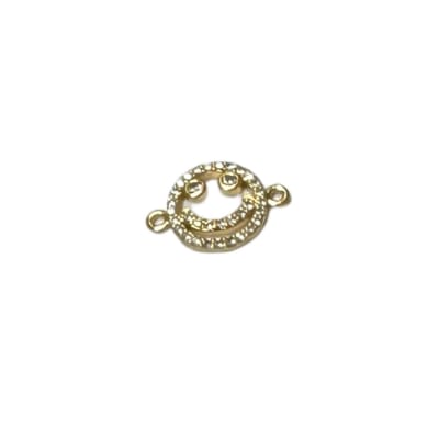 CONECTOR B/ORO CARA SONRIENTE CON ZIRCONES 12X16MM