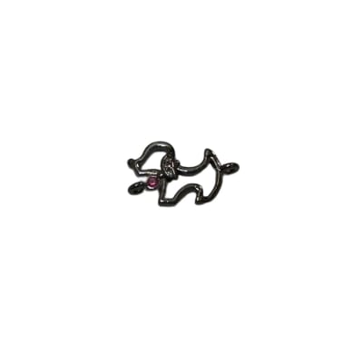 CONECTOR GUNMETAL SILUETA CANINA CON ZIRCON 10X16MM