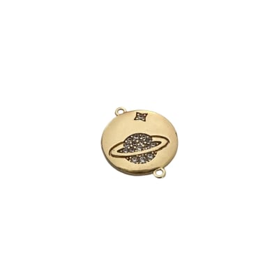 CONECTOR B/ORO PLANETA Y ESTRELLA CON ZIRCON 16X12MM