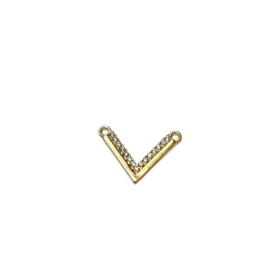 CONECTOR B/ORO FORMA V CON ZIRCONES 10X15MM