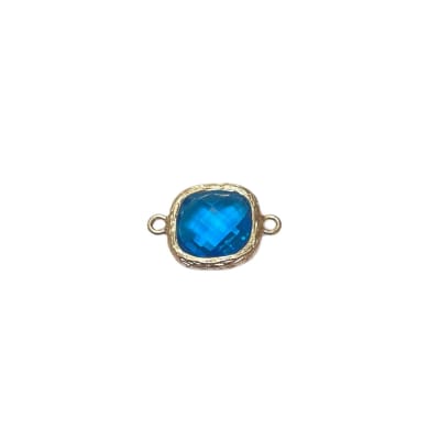 CONECTOR B/ORO CRISTAL AZUL ENGASTADO 18X13MM