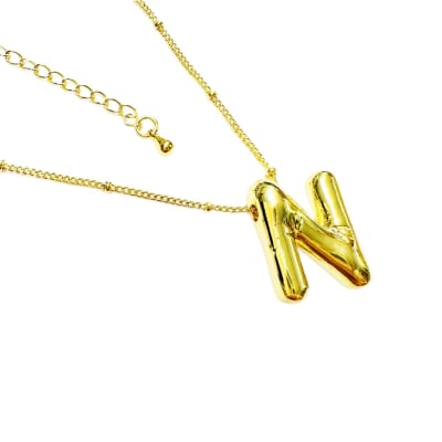 CADENA LISTA B/ORO BALIN COLGANTE INICIAL N1