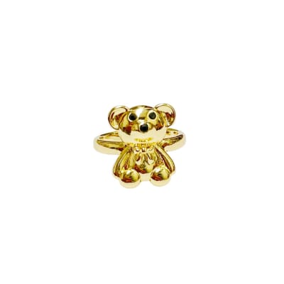 ANILLO AJUSTABLE B/O OSO ZIRCON NEGRO TALLA 7