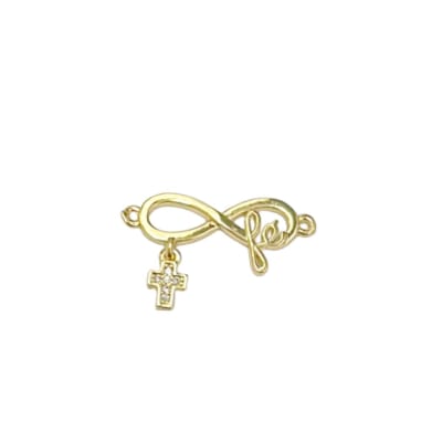 CONECTOR B/O INFINITO Y FE CON ZIRCONES 30X19MM