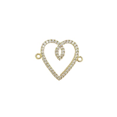 CONECTOR B/O CORAZON CON ZIRCONES 24X22MM