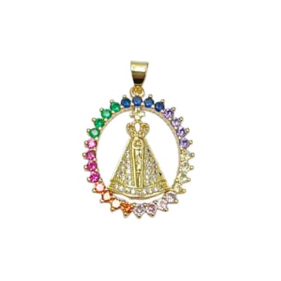 COLGANTE B/O VIRGEN DEL VALLE ZIRCONES DE COLORES 27X22MM