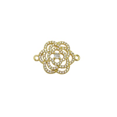 CONECTOR B/O ROSA CON ZIRCONES 24X18MM