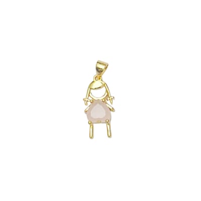 COLGANTE B/O NIÑA CON ZIRCON ROSA 26X10MM1