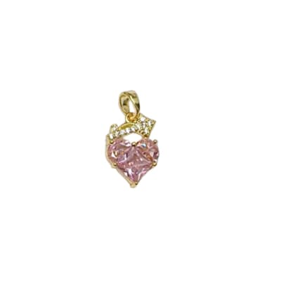 COLGANTE B/O CORAZON ROSA DE ZIRCONES 17X12MM1