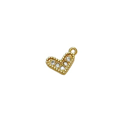 COLGANTE B/ORO MINI CORAZON CON ZIRCONES 12.5X10MM