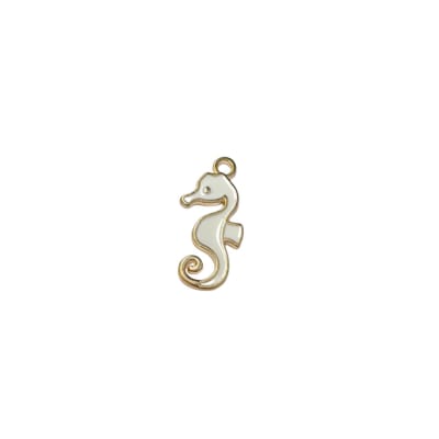 COLGANTE DE ALEACION CABALLITO DE MAR BLANCO 21X11MM1