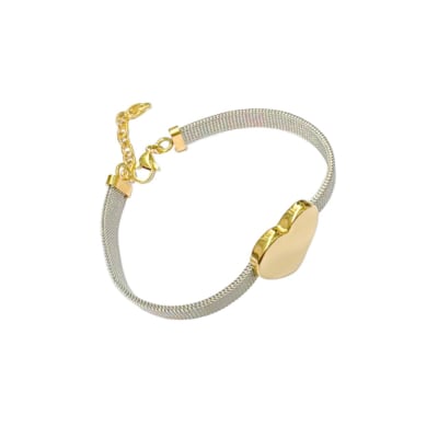 PULSERA B/PLATINO MALLA 17CM CON CORAZON B/O 22X20MM1