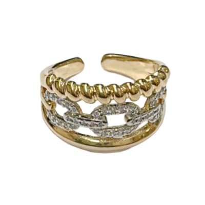 ANILLO AJUSTABLE B/O Y B/PLATINO ESLABONES