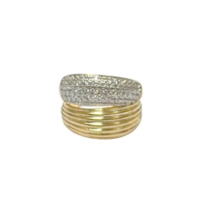 ANILLO AJUSTABLE B/O Y B/PLATINO DOBLE ARCO CON ZIRCONES
