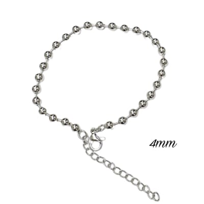 PULSERA B/PLATINO BALINES 4MM 17CM