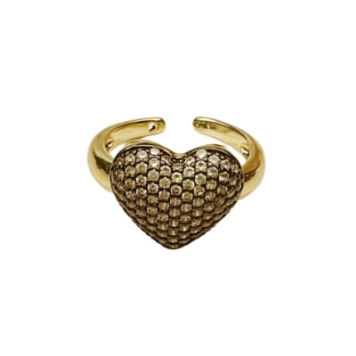 ANILLO AJUSTABLE B/O CORAZON ZIRCON GUNMETAL