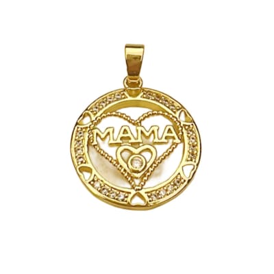 COLGANTE B/O DOBLE CORAZON  ZIRCON MAMA 20X25MM1