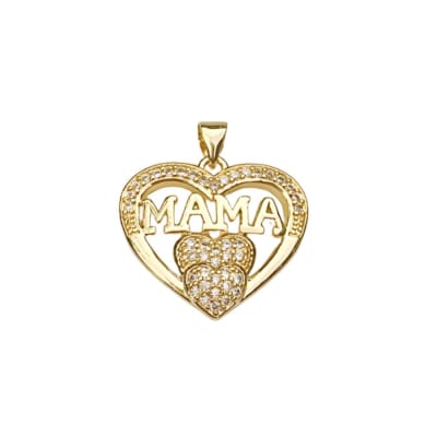 COLGANTE B/O TRIPLE CORAZON ZIRCON MAMA 20X25MM