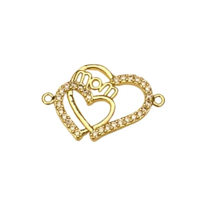 CONECTOR B/O DOBLE CORAZON ZIRCON MOM 25X18MM