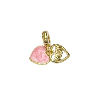 COLGANTE B/O CHARMS MOM  DOBLE CORAZON  ESMALTADO ROSA1