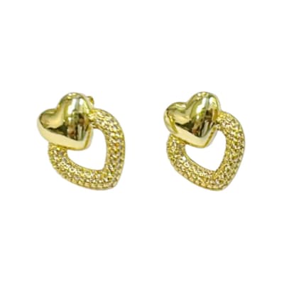 ARO LISTO B/O DOBLE CORAZÓN ZIRCON 18X15MM