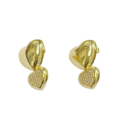 AROS LISTOS B/O DOBLE CORAZON LISO Y ZIRCON 25X16MM