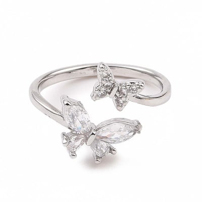 ANILLO AJUSTABLE B/PLATINO DOBLE MARIPOSA ZIRCON 16MM1