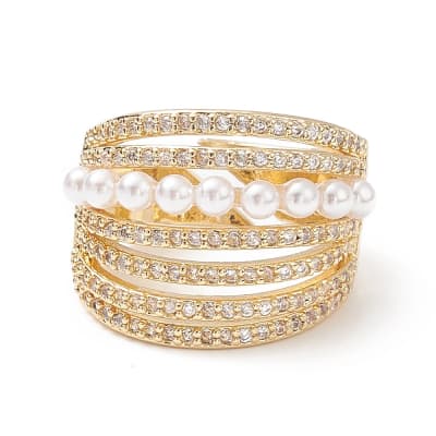 ANILLO AJUSTABLE B/O ZIRCON CON LINEA  DE PERLA 17MM1