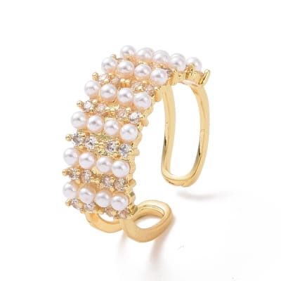 ANILLO AJUSTABLE B/O CON LÍNEA DE PERLAS Y ZIRCON 17MM1