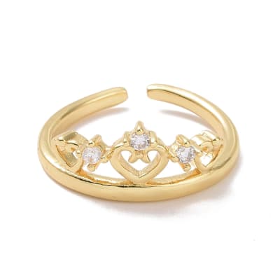 ANILLO AJUSTABLE B/O TRIPLE CORAZÓN  ZIRCONES 17MM1