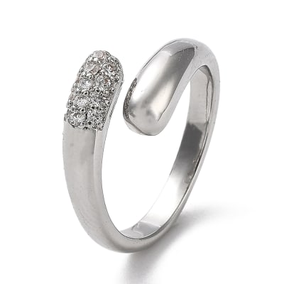 ANILLO AJUSTABLE B/PLATINO LAGRIMA CON ZIRCONES1