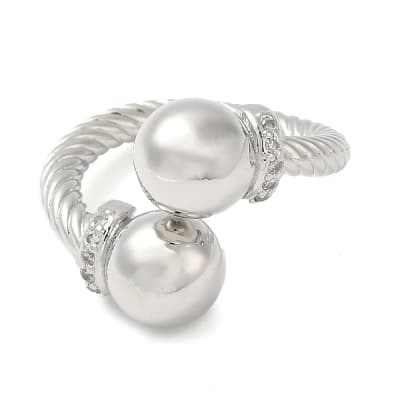 ANILLO AJUSTABLE B/PLATINO TORNEADO DOBLE BALIN 18MM1