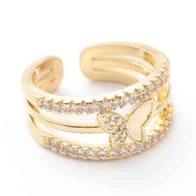 ANILLO AJUSTABLE B/O BRAZALETE DE ZIRCON MARIPOSA 17MM1
