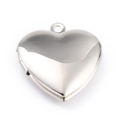 COLGANTE ACERO INOX. CORAZON LOCKET PLATEADO 22X19MM