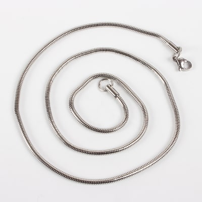 CADENA LISTA ACERO INOX. PLATEADO SERPIENTE REDONDO 