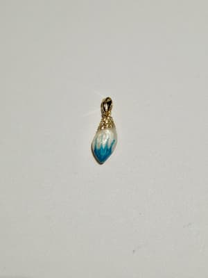COLGANTE B/ORO CARACOL ESMALTADO BLANCO Y AZUL CON CIRCONES Y VALIER 8.6X20.5MM1