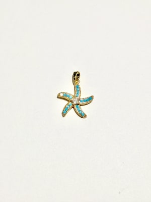 COLGANTE B/ORO ESTRELLAS DE MAR CON CIRCONES CELESTE CON VALIER 18.5X20.5MM1
