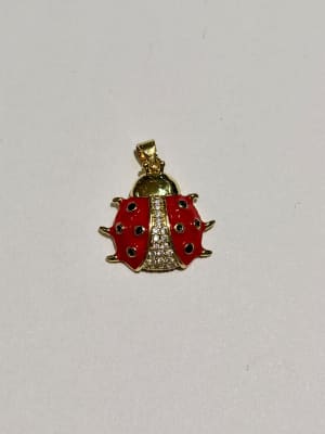 COLGANTE B/ORO MARIQUITA ESMALTADA ROJO CON CIRCONES Y VALIER 21X21MM1