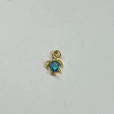 COLGANTE B/ORO TORTUGA DE CRISTAL AZUL 9.3X13.3MM1