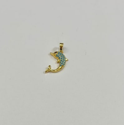 COLGANTE B/ORO DELFIN CON CIRCONES CELESTE Y VALIER 18.6X15MM1