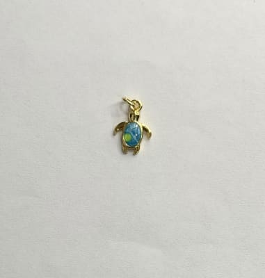 COLGANTE B/ORO TORTUGA ESMALTADA AZUL Y VERDE 15X10.5MM1