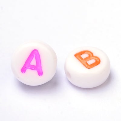 INICIALES PASADORAS  MULTICOLOR ACRILICA 7X4MM1