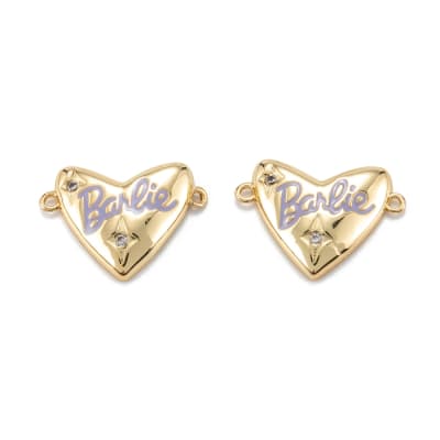 CONECTOR B/ORO CORAZON BARBIE C/ZIRCONES